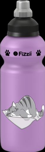 Actual product image Fizzii Cat, 500 ml children's drinking bottle lilac, cap: black/silver