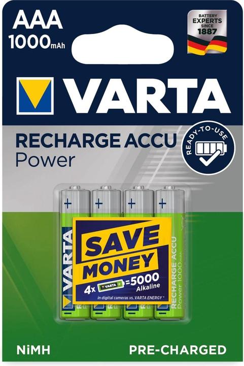 Energie-Label Varta Recharge Accu Power (4 Stk., AAA, 1000 mAh)