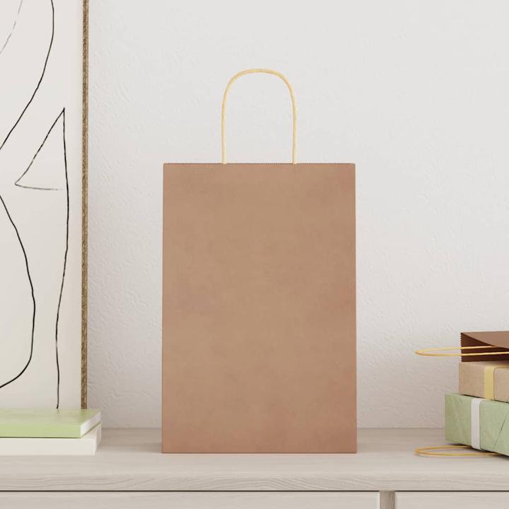 Immagine prodotto VidaXL Sacchetti di carta kraft 250 pezzi con maniglia marrone 22x11x31 cm (Borsa da regalo, 250 x)