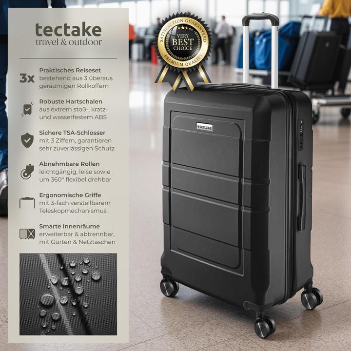 Image du produit tectake Set de valises rigides BRICE 3 pièces avec serrure à code (111 l, XL (à partir de 115l))