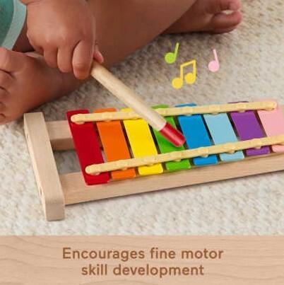 Actual product image Fisher-Price colourful xylophone with wooden hammer game (Multilingual)
