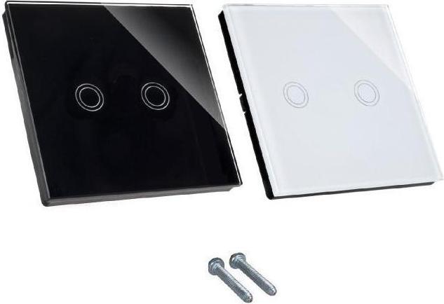 Produktbild Maclean MCE714 - Touch-Lichtschalter, doppelt, SMART, Tuya APP, Glas, weiss mit runder Hintergrundbel