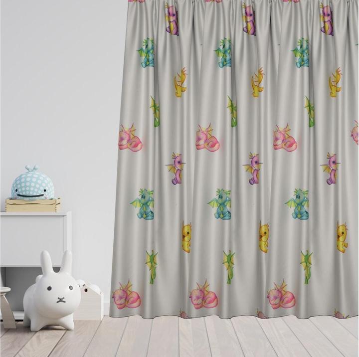 Actual product image Kindervorhang.ch Baby Dragon blackout curtain 140 cm x 260 cm (140 x 260 cm)