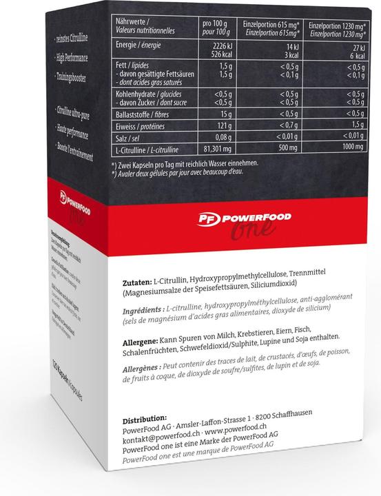 Produktbild PowerFood One High Grade Citrulline (1 Stück, Kapseln)
