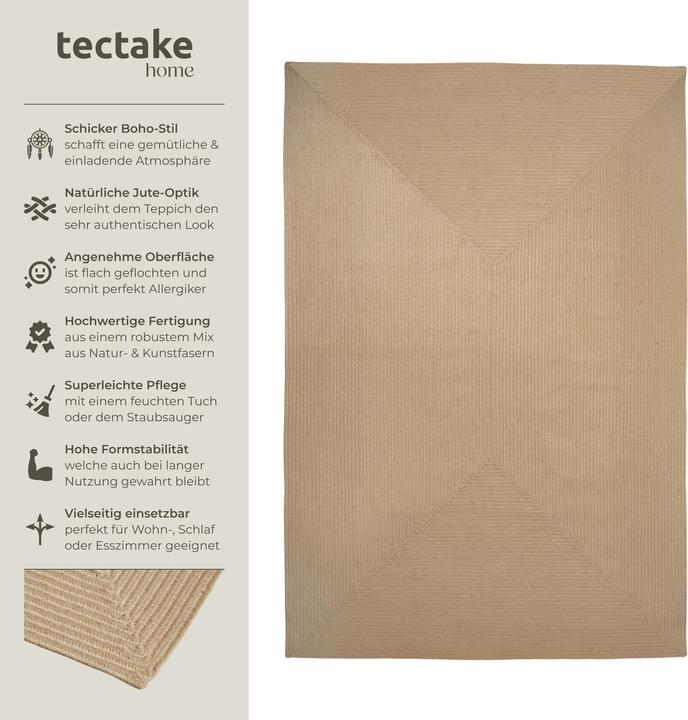 Immagine prodotto tectake Tappeto intrecciato Vibe in juta, stile boho-chic (290 x 200 x 0,5 cm)