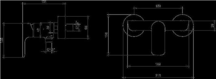 Actual product image Villeroy & Boch V&B Single lever shower mixer O.NOVO wall mounted, 218x126x131mm chrome