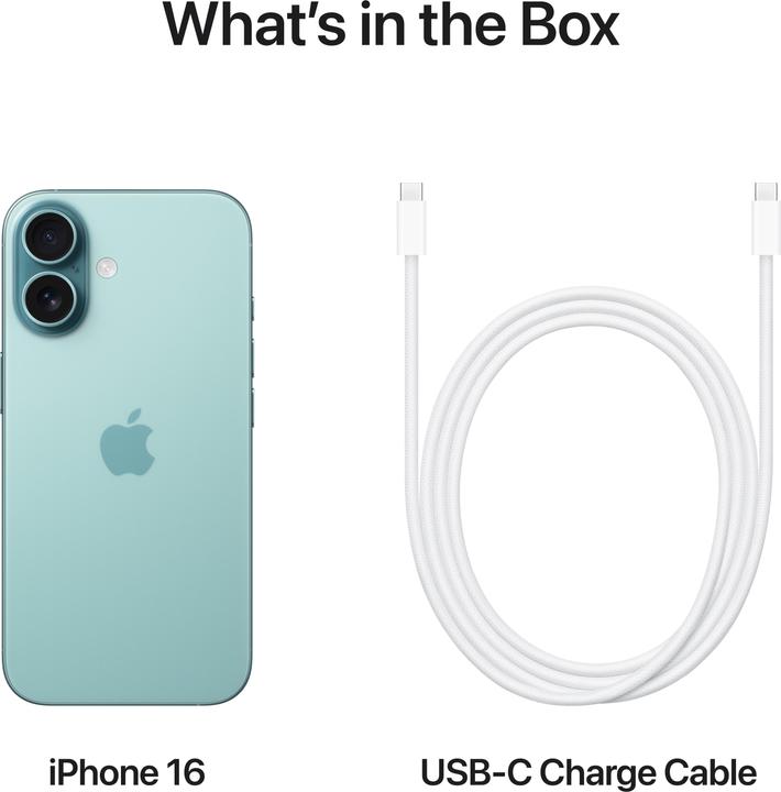 Image du produit Apple iPhone 16 (128 Go, Bleu sarcelle, 6.10", SIM + eSIM, 48 Mpx, 5G)