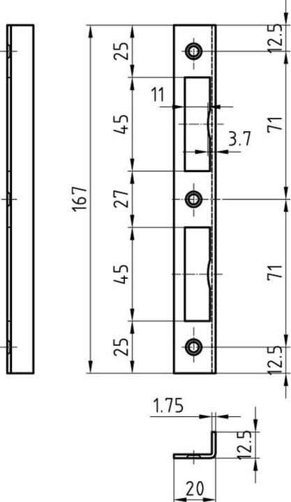 Produktbild Glutz Winkelschliessbleche B-1102 (Türgriff)
