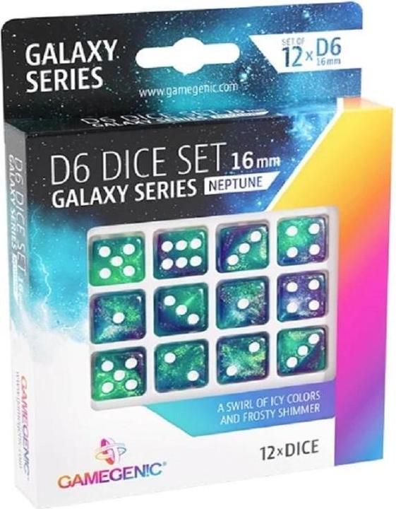 Gamegenic Set de 12 Dés D6 - Galaxy Series : Neptune