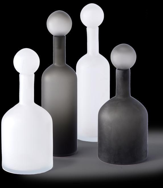 Actual product image Pols Potten 4-piece set Bubbles & Bottles 44 cm - Black & White matt