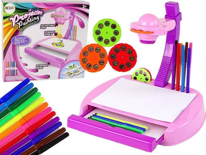 Lean Toys Projector Drawing Table, Pink Maze Drawer (German)
