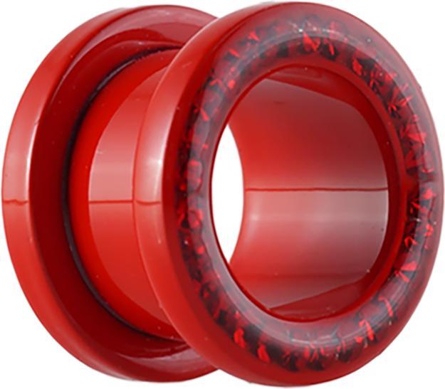 Produktbild Star Piercing Flesh Tunnel Fire Red mit Swarovski Kristall rot und Epoxy Schutzschicht (Chirurgenstahl 316L)
