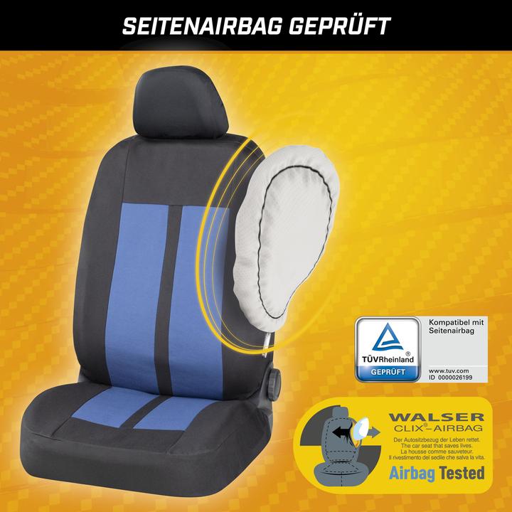 Produktbild CarComfort Autositzbezug Elphin, PKW-Schonbezüge Komplettset schwarz/blau