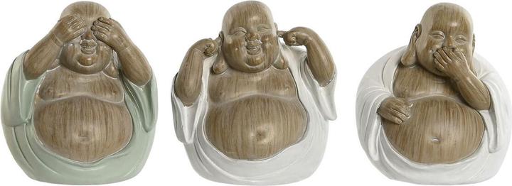 Esprit Deko-Figur Home ESPRIT Weiss grün Buddha Orientalisch 10 x 9 x 10,5 cm (3 Stück)