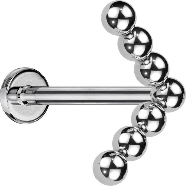 Image du produit Star Piercing Micro Labret femelle argenté trois fleurs cristaux argentés (LaitonAcier chirurgical 316L, Titane G23)