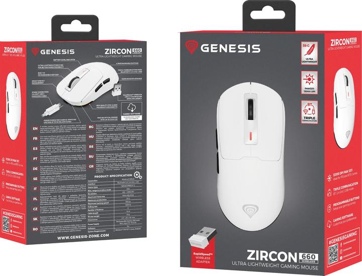 Image du produit Genesis Souris de jeu ZIRCON 660 sans fil blanc (Sans fil)