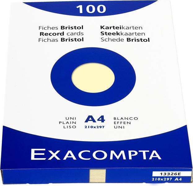 Exacompta Index cards, DIN A4, blank, yellow (A4, 205 g/m², 100 x)