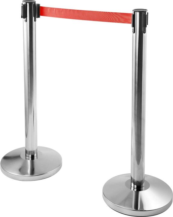 Wiltec Mobile barrier posts 32x7x90cm silver-coloured steel personnel guidance system