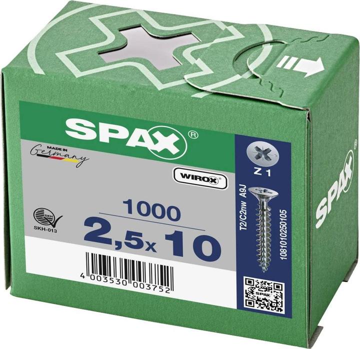 Image du produit Spax Vis pour panneaux d'aggloméré SK PZ1 2,5x10 mm (1000 Vis par pièce)