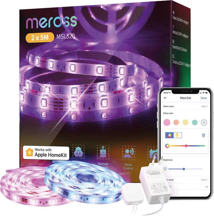 Image du produit Meross Bandes de LED (Multicolore, 200 cm, Intérieur)