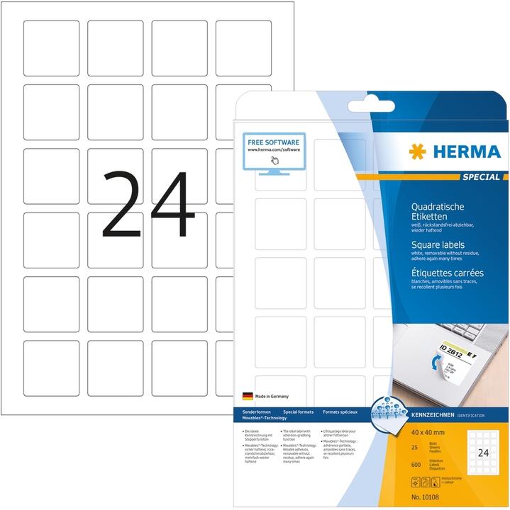 Actual product image HERMA A4 removable labels