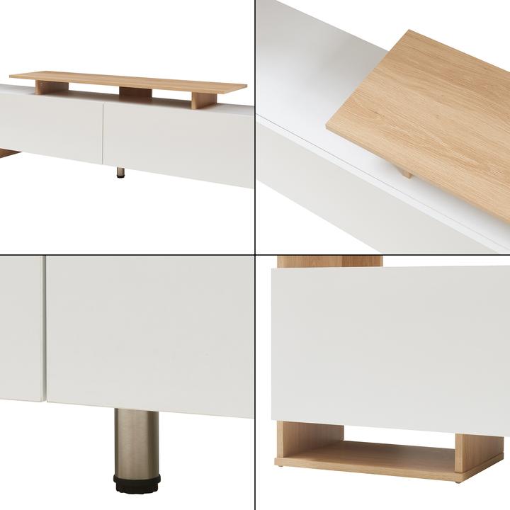 En.Casa Fernsehschrank Rauki 233x31x141 cm Weiss/Eicheoptik