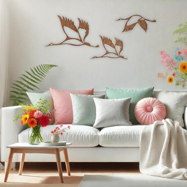 Actual product image Trenddeko Cranes - flock of birds 02 (40 x 23 cm, 30 x 13 cm, 30 x 17 cm)