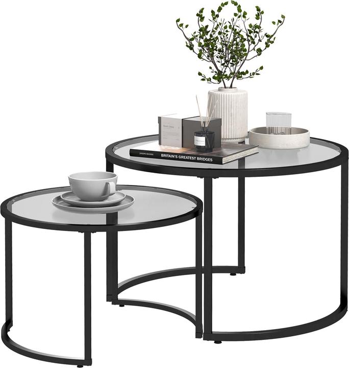 Homcom Beistelltisch Set (Ø 70 x 47.5 cm, Ø 54 x 42.5 cm)