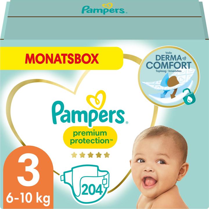 Pampers Premium Protection (Gr. 3, Monatsbox, 204 Stück)