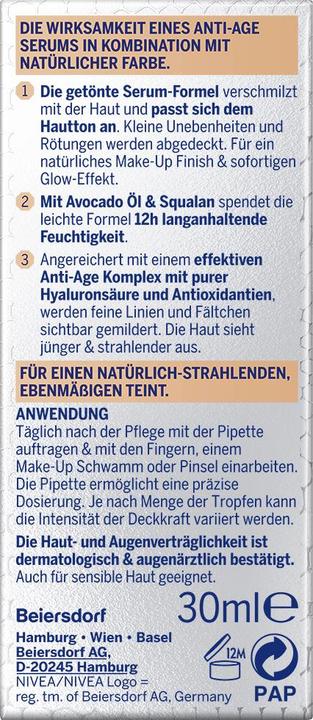 Produktbild NIVEA Hyaluron Cellular Filler 3in1 Serum Foundation dunkel (30ml) (03 Dunkel)