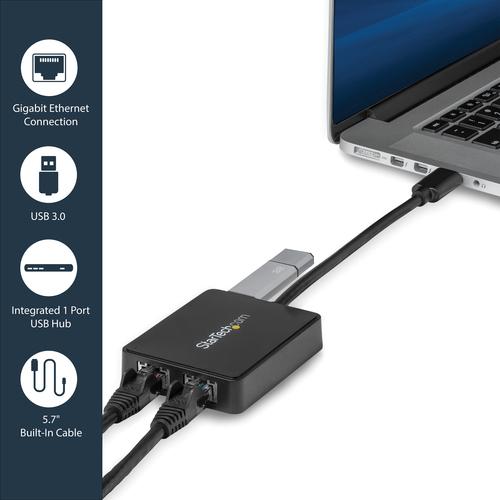 Produktbild StarTech USB 3.0 Dual Port Gigabit Nic (USB, RJ45 Gigabit Ethernet (2x))