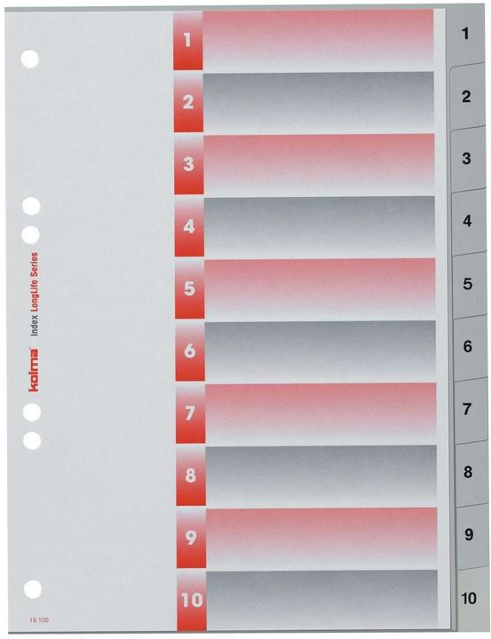 Image du produit Kolma Intercalaire A5 vertical superstrong 1-10 10 pièces gris