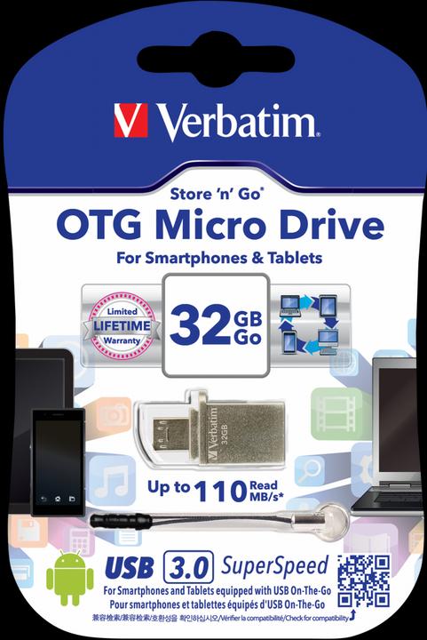 Actual product image Verbatim Store n Go OTG 32GB Micro Drive USB 3.0 (32 GB, USB 3.0, USB-A)