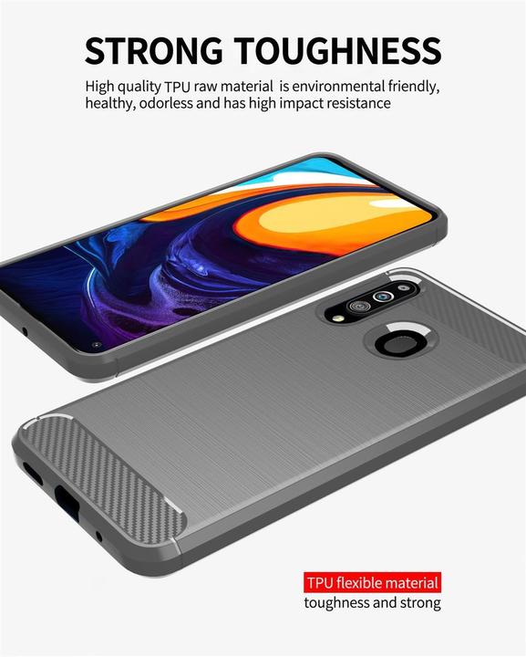 Actual product image Cadorabo TPU Ultra Slim carbon stainless steel Combi Cover (Samsung Galaxy A20s)