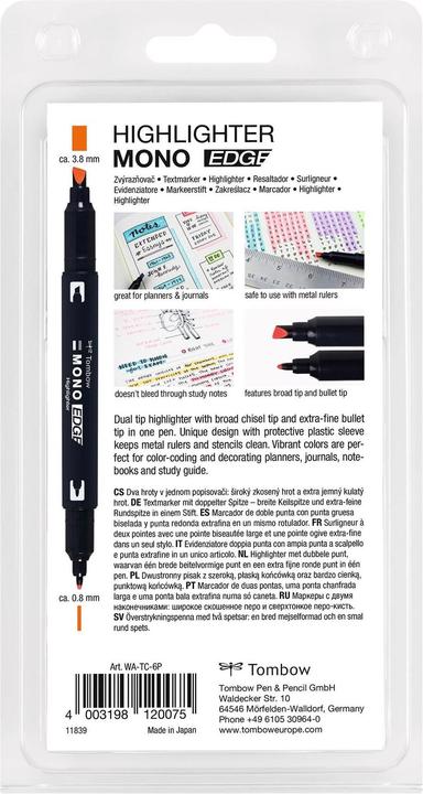Image du produit Tombow Mono Edge (Multicolore, 3.80 mm, 6 x)