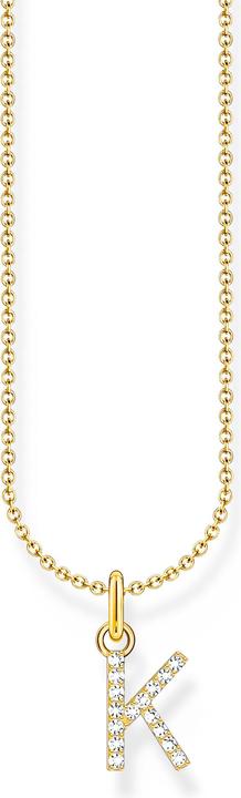 Thomas Sabo Kette mit Buchstaben-Anhänger K vergoldet (750 Gelbgold Vergoldung, 925 Sterlingsilber, 38 - 45 cm)