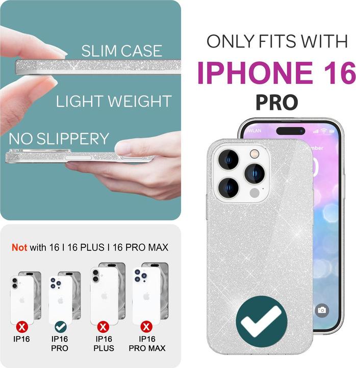 Produktbild Nalia Glitzer Hybrid Hülle (Apple iPhone 16 Pro)