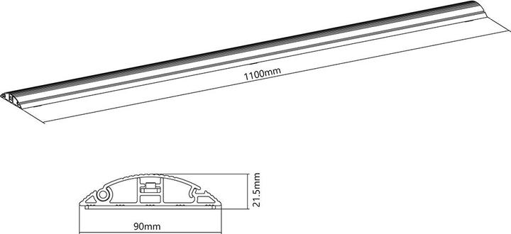 Immagine prodotto Multibrackets Canalina portacavi per ripiano superiore 139x1100, alluminio, nero (Tubazione, 110 cm)