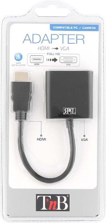 Actual product image T'nB Convertisseur HDMI mâle 1.2 vers VGA femelle (D-sub DE-15) 10cm (Noir) (HDMI, VGA, 10 cm)