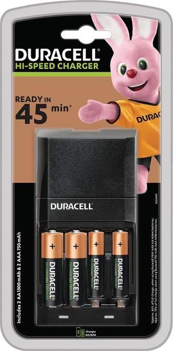 Actual product image Duracell 45m Charger + 2 x AA/AAA (4 pcs., AAA, AA, 1700 mAh, Chargers without battery)
