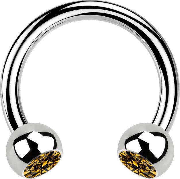 Produktbild Star Piercing Circular Barbell silber mit zwei Kugeln Kristall topaz (Chirurgenstahl 316L, ohne Messing)