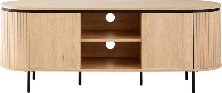 Image du produit CaliCosy Meuble TV 2 portes avec côtés effet rainuré L150 cm - MALAGA (150 x 40 x 55 cm)