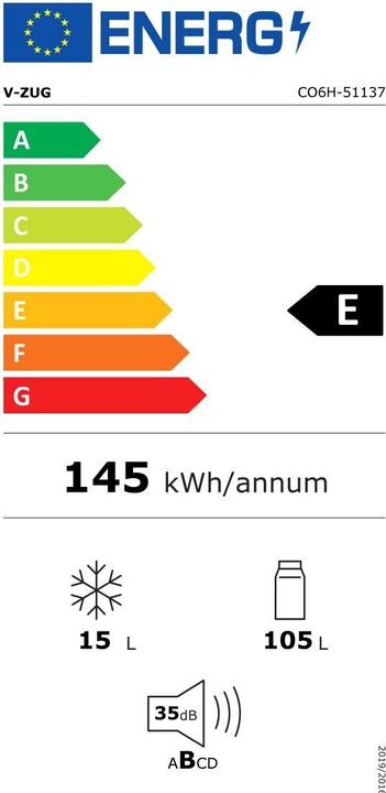 Label énergétique V-Zug Cooler V600 8UG 5113700000 (119 l)