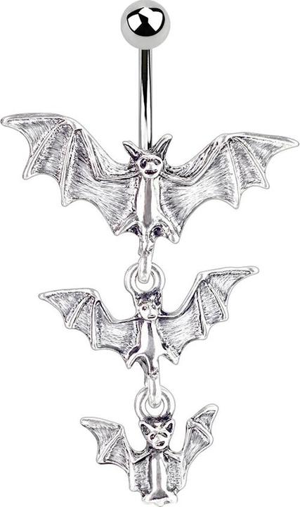 Star Piercing Banane silber mit Anhänger drei Gothic Vampiren (Chirurgenstahl 316L, ohne Messing)