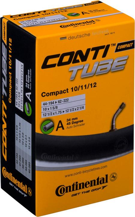 Immagine prodotto Continental Tubo Compact 10/11/12" 44/62-194/222 45° (Schrader (AV), 12", 34 mm)