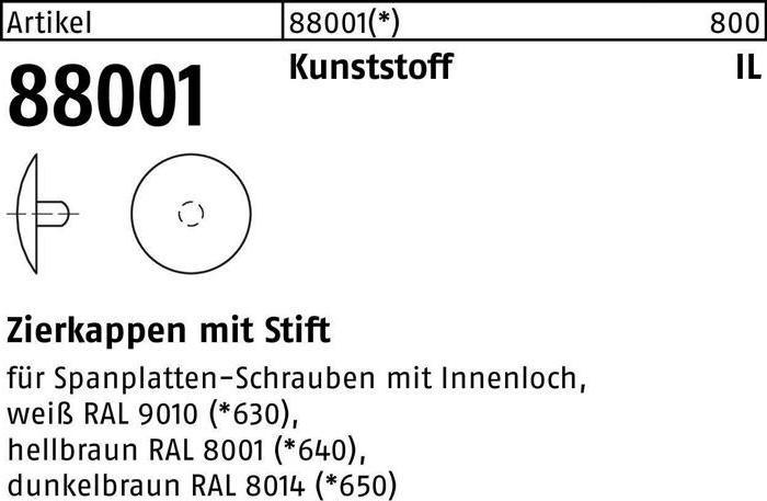 Produktbild Zierkappe R 88001 m.Stift 2,5 x 12 Kunststoff dunkelbraun