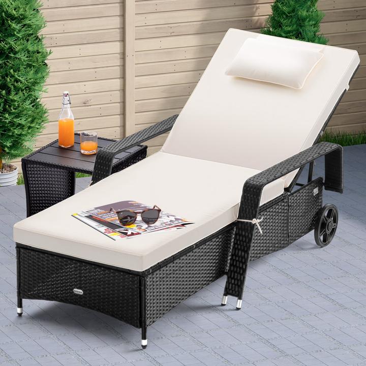 Image du produit Casaria Chaise longue de jardin en poly rotin (193 cm)