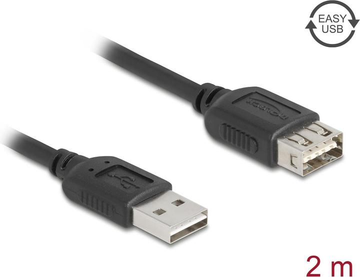 Immagine prodotto Delock USB 2.0 Verlängerungskabel EASY USB Typ-A Stecker zuTyp-A Buchse 2 m (2 m, USB 2.0)
