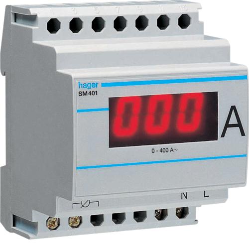 Hager HAG SM401 Amperemeter digital 0-400A AC Wandlermessung 4PLE