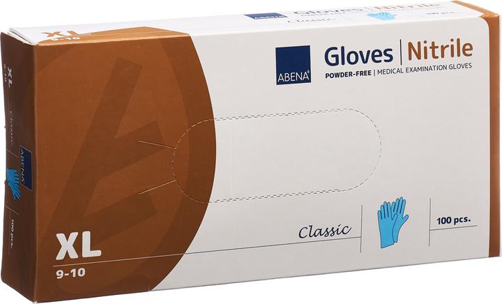 Produktbild Abena Classic Nitrilhandschuhe XL 240mm puderfrei unsteril blau 100 Stk (XL)